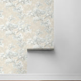Cherry blossom floral impressionistic peel and stick wallpaper roll NW50105 from NextWall