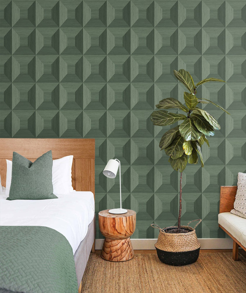 NW50304 geometric peel and stick wallpaper bedroom from NextWall