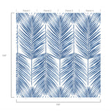 NZ10002M paradise palm leaf blue peel and stick wall mural diagram from NextWall