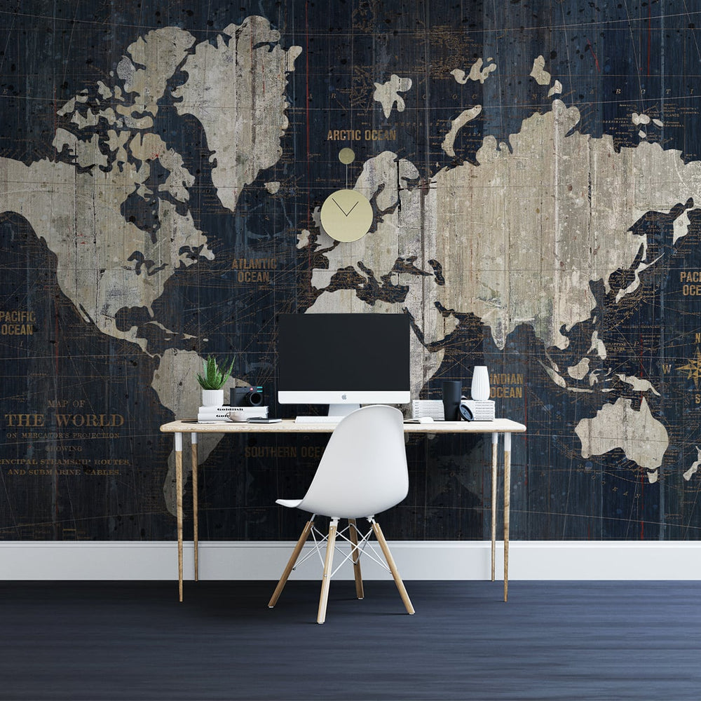 
                  
                    NZ10102M vintage world map peel and stick wall mural office from NextWall
                  
                