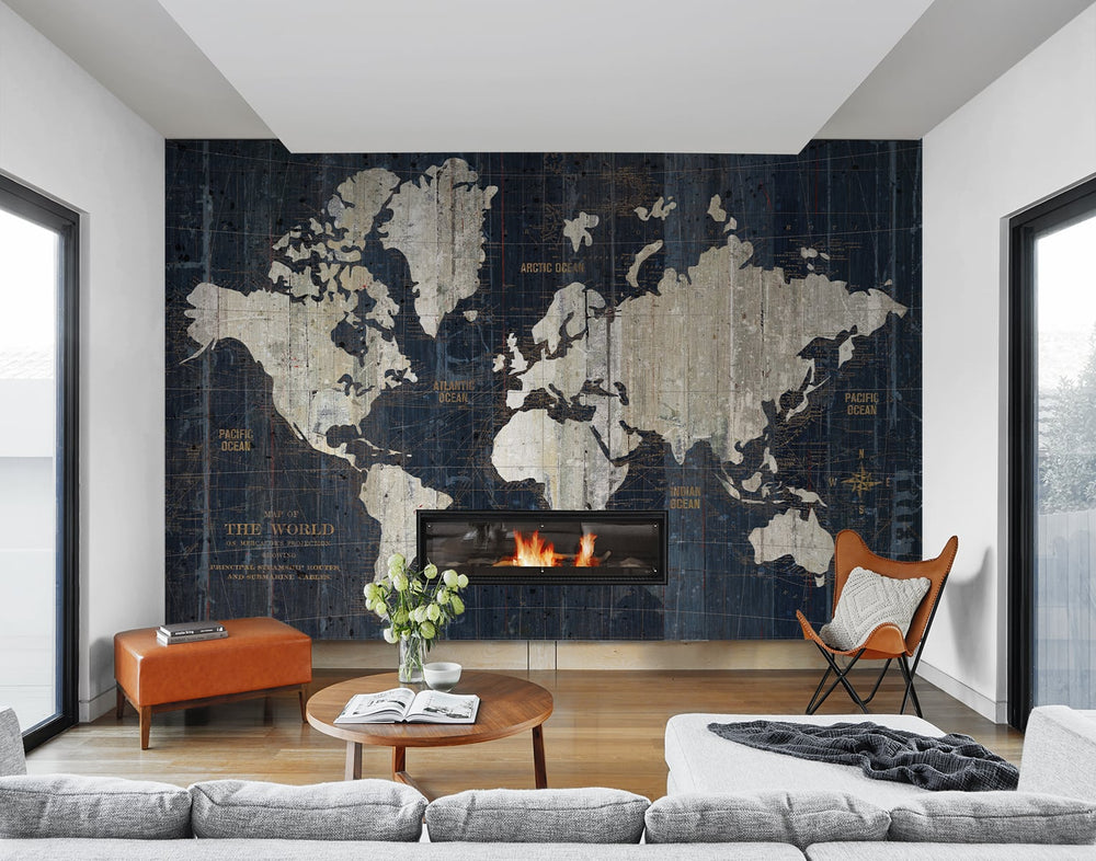 NZ10102M vintage world map peel and stick wall mural decor from NextWall