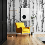 NZ10400M winter birch tree peel and stick wall mural sitting room from NextWall