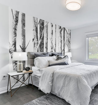 NZ10400M winter birch tree peel and stick wall mural bedroom from NextWall