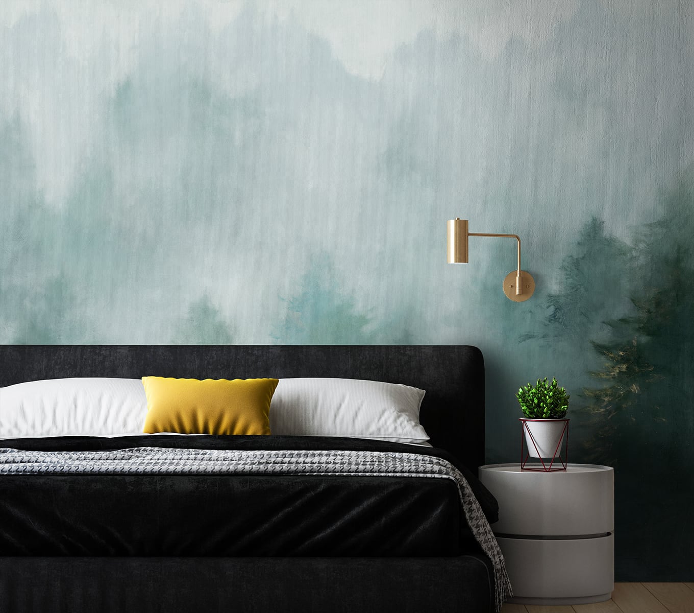 NZ10904M daybreak forest peel and stick wall mural bedroom from NextWall