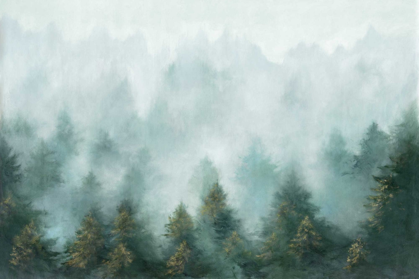 NZ10904M daybreak forest peel and stick wall mural from NextWall