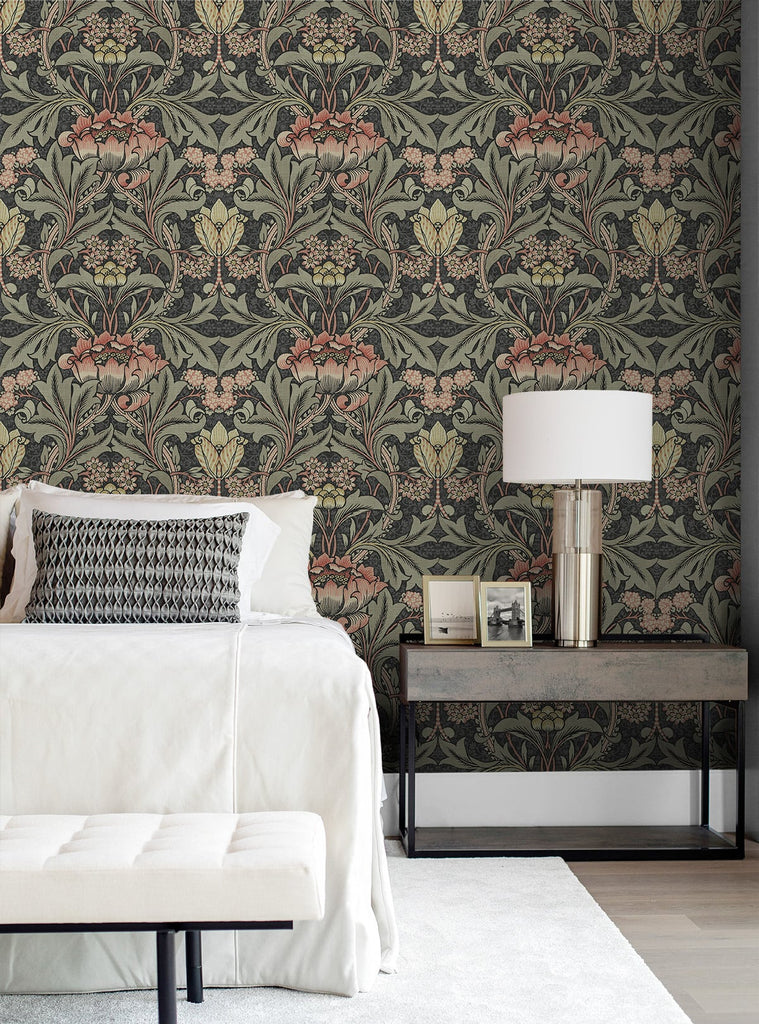 Acanthus Floral Vintage Prepasted Wallpaper Say Decor LLC