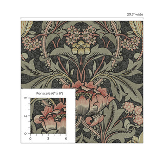 Prepasted wallpaper vintage morris scale PR10001 from Seabrook Designs