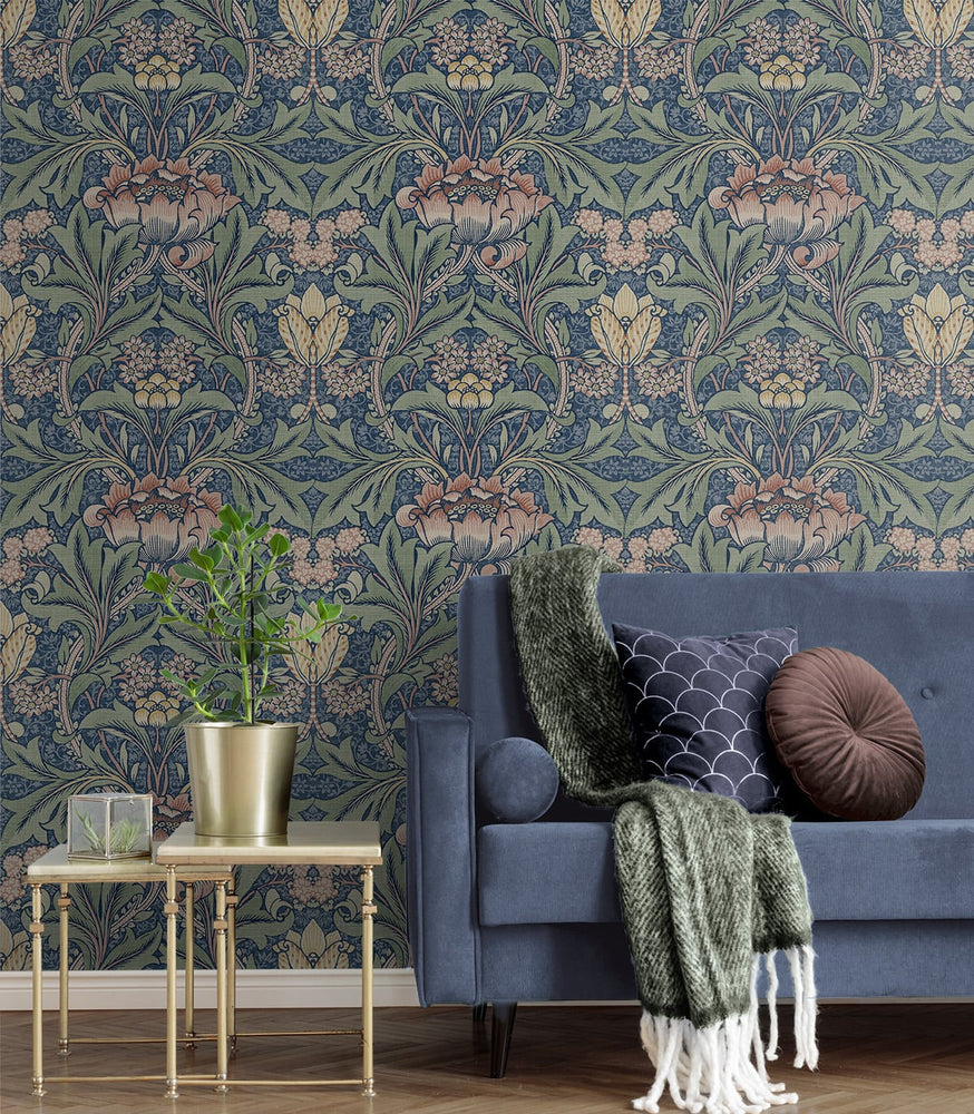 Prepasted wallpaper vintage morris living room PR10002 from Seabrook Designs