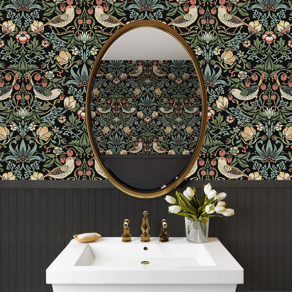 
                  
                    Strawberry thief prepasted wallpaper bathroom PR10100 from Seabrook Designs
                  
                
