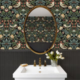Strawberry thief prepasted wallpaper bathroom PR10100 from Seabrook Designs