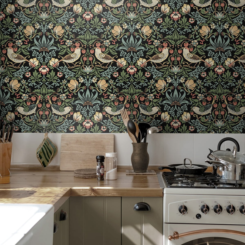 
                  
                    Strawberry thief prepasted wallpaper kitchen PR10100 from Seabrook Designs
                  
                