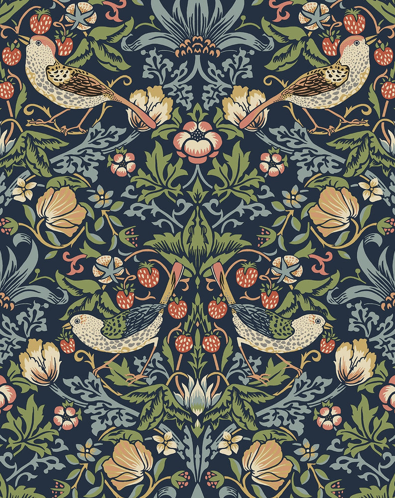 PR10102 strawberry thief morris prepasted wallpaper from Seabrook Designs