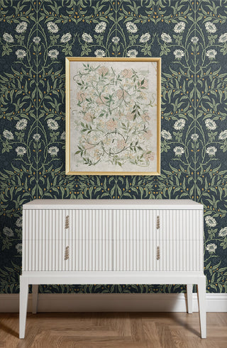 Floral prepasted wallpaper vintage entryway PR10202 from Seabrook Designs