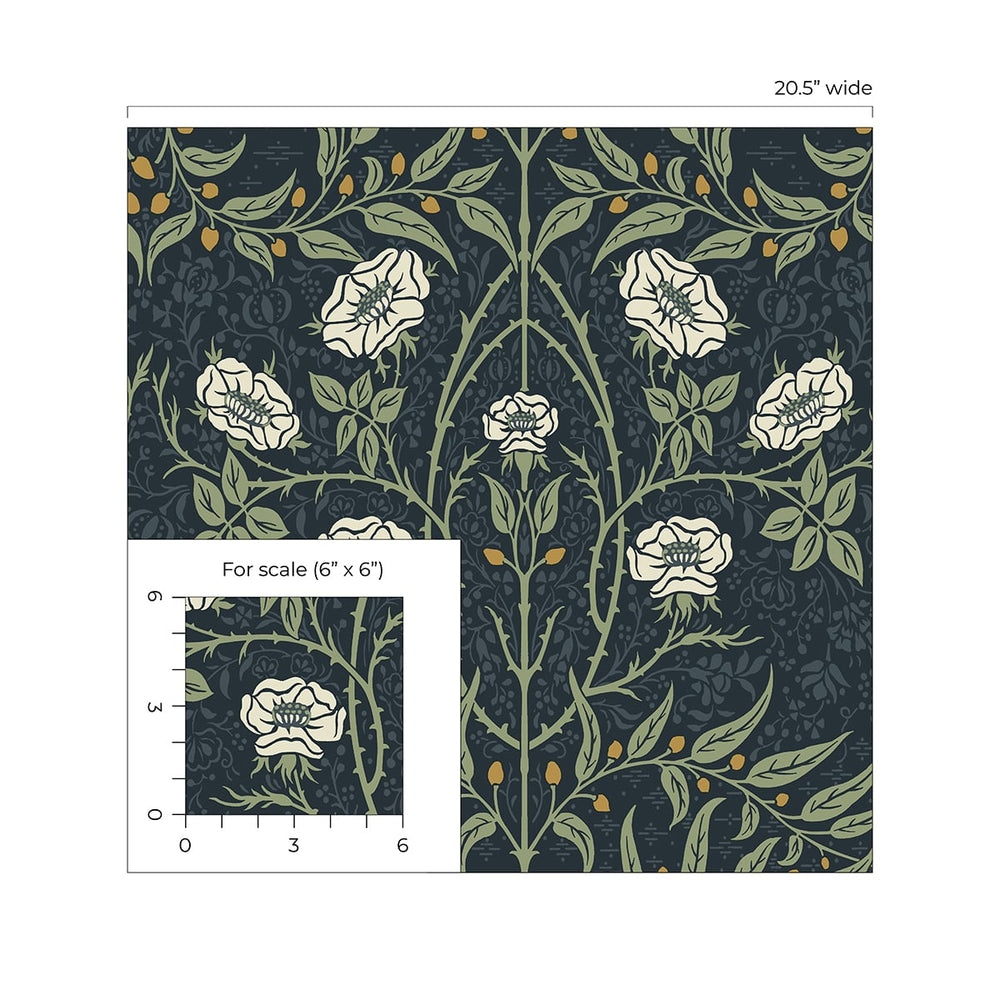 
                  
                    Floral prepasted wallpaper vintage scale PR10202 from Seabrook Designs
                  
                