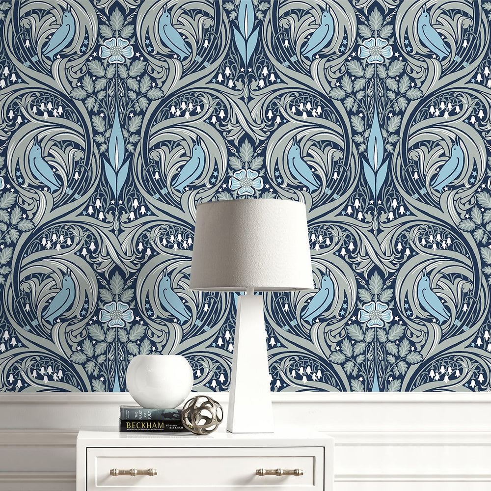 
                  
                    Bird ogee vintage prepasted wallpaper living room PR10302 from Seabrook Designs
                  
                