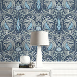 Bird ogee vintage prepasted wallpaper living room PR10302 from Seabrook Designs