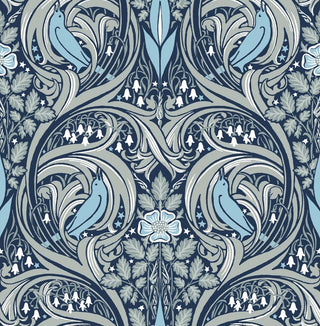 Bird ogee vintage prepasted wallpaper PR10302 from Seabrook Designs
