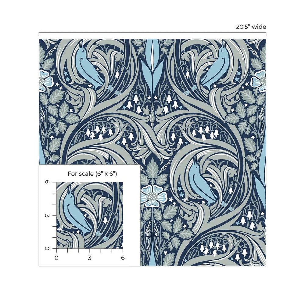 
                  
                    Bird ogee vintage prepasted wallpaper scale PR10302 from Seabrook Designs
                  
                