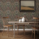 PR10406 vintage floral prepasted wallpaper dining room from Seabrook Designs