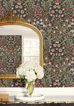 PR10406 vintage floral prepasted wallpaper entryway from Seabrook Designs