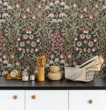 PR10406 vintage floral prepasted wallpaper kitchen from Seabrook Designs