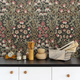 PR10406 vintage floral prepasted wallpaper kitchen from Seabrook Designs