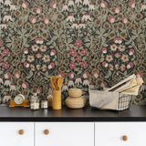 PR10406 vintage floral prepasted wallpaper kitchen from Seabrook Designs