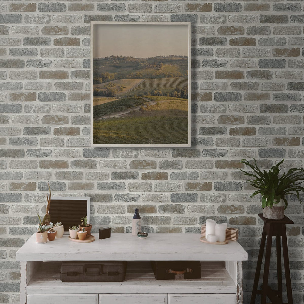 
                  
                    Faux brick prepasted wallpaper entryway PR10500 from Seabrook Designs
                  
                