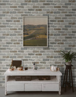 Faux brick prepasted wallpaper entryway PR10500 from Seabrook Designs