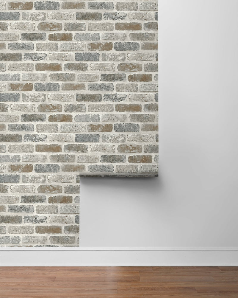 Faux brick prepasted wallpaper roll PR10500 from Seabrook Designs