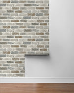 Faux brick prepasted wallpaper roll PR10500 from Seabrook Designs