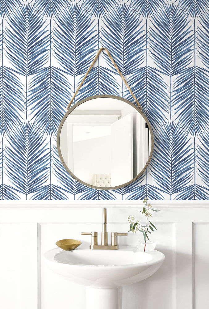 Palm leaf prepasted wallpaper bathroom PR10702 from Seabrook Designs