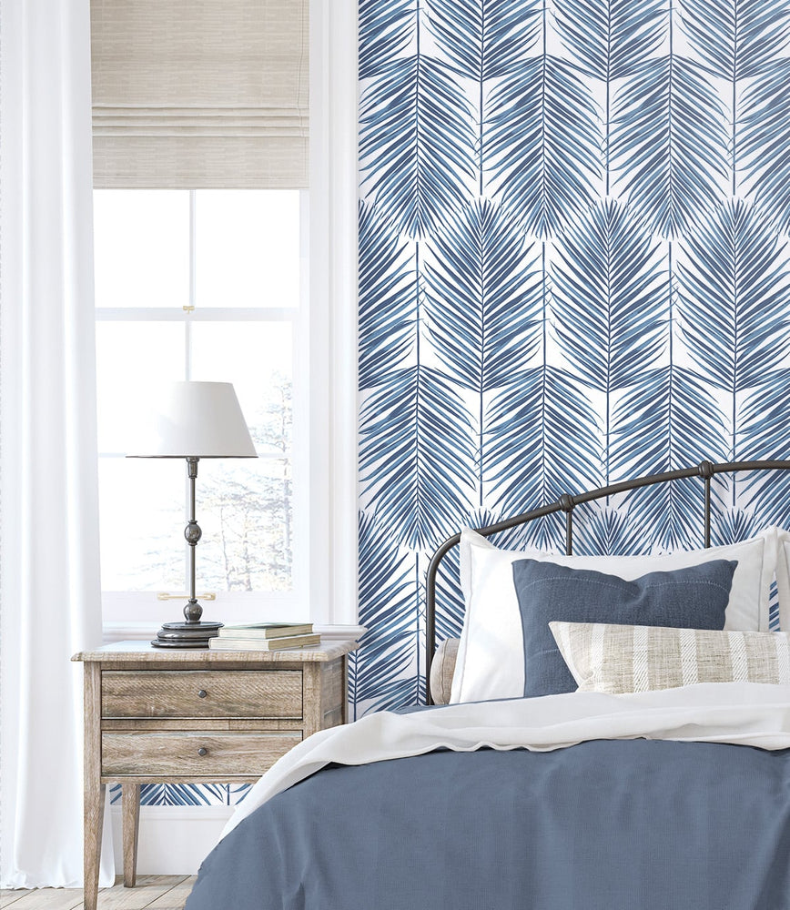 Palm leaf prepasted wallpaper bathroom PR10702 from Seabrook Designs