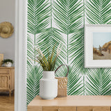 PR10704 palm leaf coastal prepasted wallpaper decor from Seabrook Designs