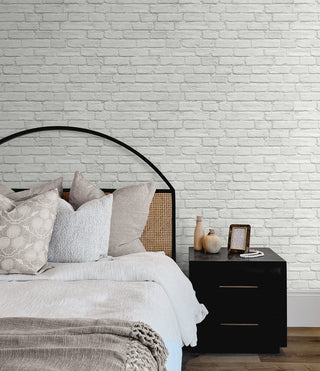 Faux brick prepasted wallpaper bedroom PR10800 from Seabrook Designs