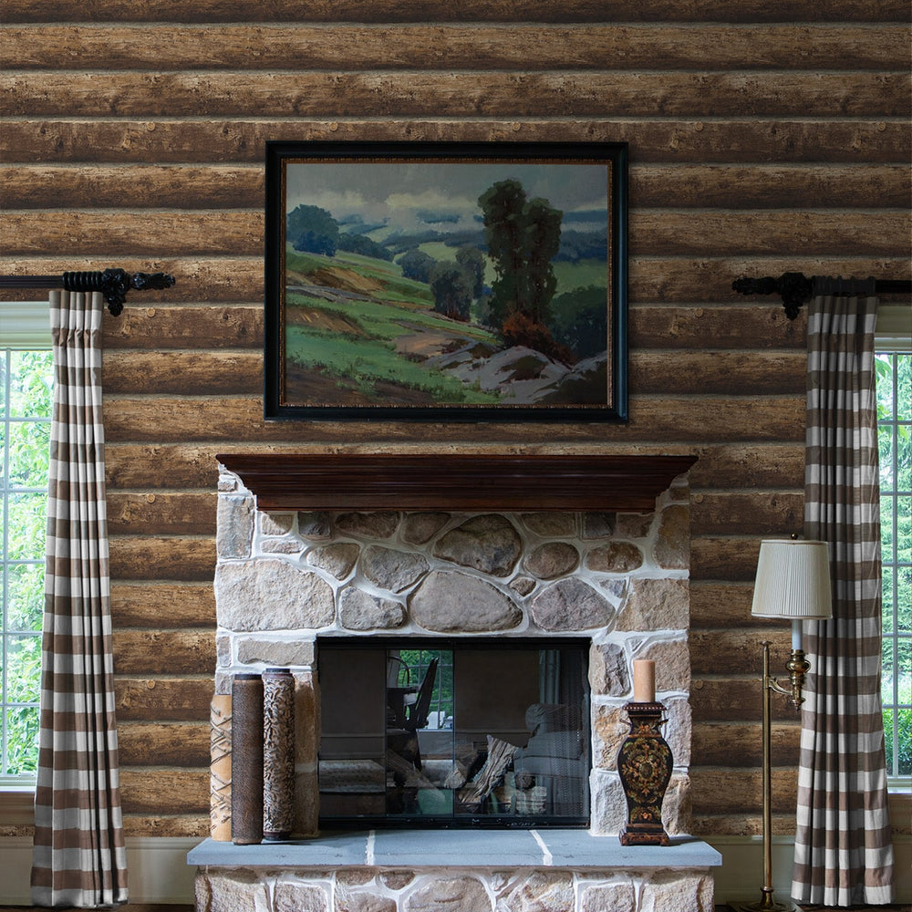 
                  
                    PR10900 faux log cabin prepasted wallpaper living room from Seabrook Designs
                  
                