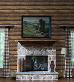 PR10900 faux log cabin prepasted wallpaper living room from Seabrook Designs