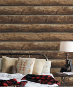 PR10900 faux log cabin prepasted wallpaper bedroom from Seabrook Designs