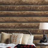 PR10900 faux log cabin prepasted wallpaper bedroom from Seabrook Designs
