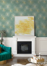 PR11004 starburst geometric mid century prepasted wallpaper living room from Seabrook Designs