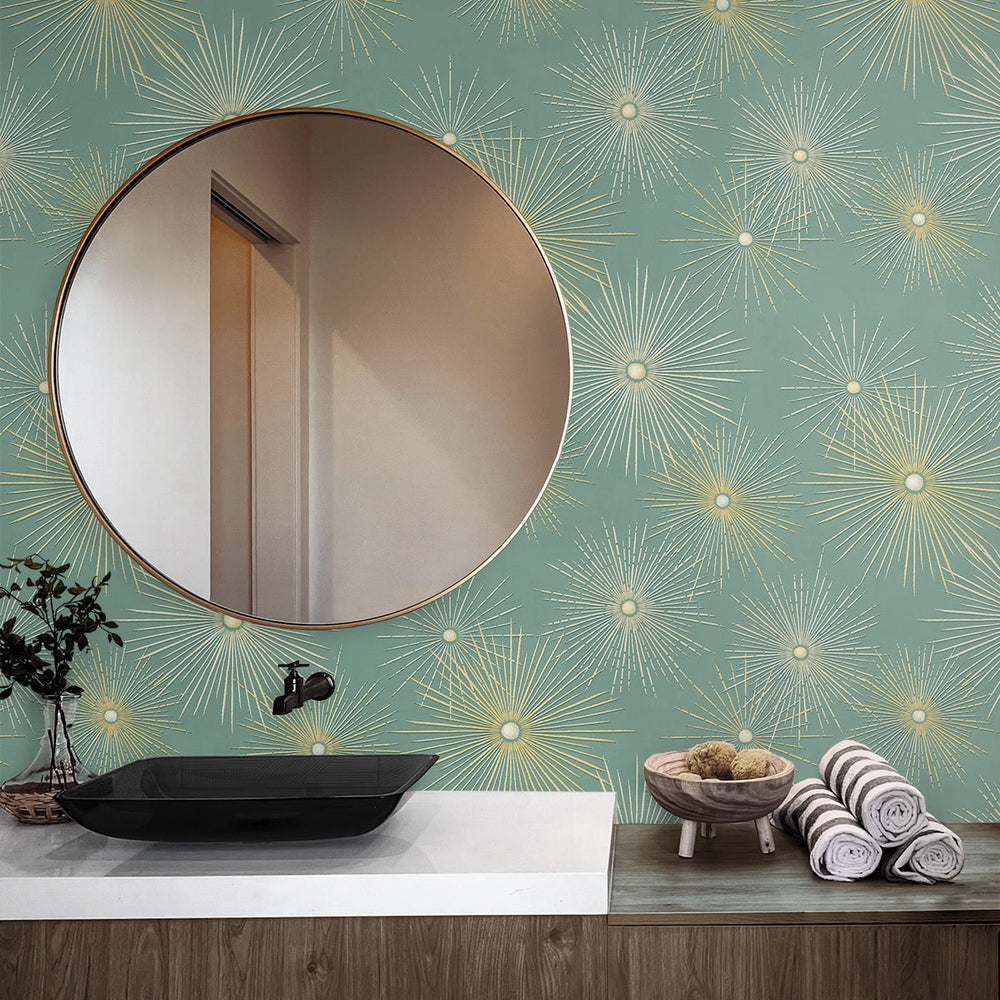
                  
                    PR11004 starburst geometric mid century prepasted wallpaper bathroom from Seabrook Designs
                  
                