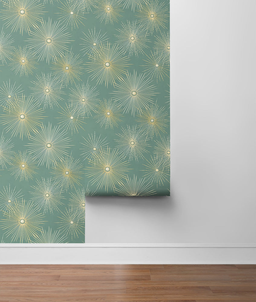 PR11004 starburst geometric mid century prepasted wallpaper roll from Seabrook Designs