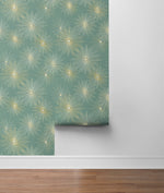 PR11004 starburst geometric mid century prepasted wallpaper roll from Seabrook Designs