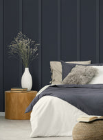 PR11202 faux board and batten prepasted wallpaper bedroom from Seabrook Designs