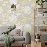 PR11308 lotus floral prepasted wallpaper living room from Seabrook Designs