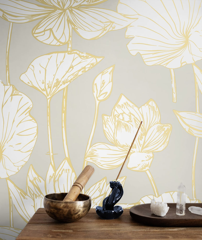 PR11308 lotus floral prepasted wallpaper decor from Seabrook Designs