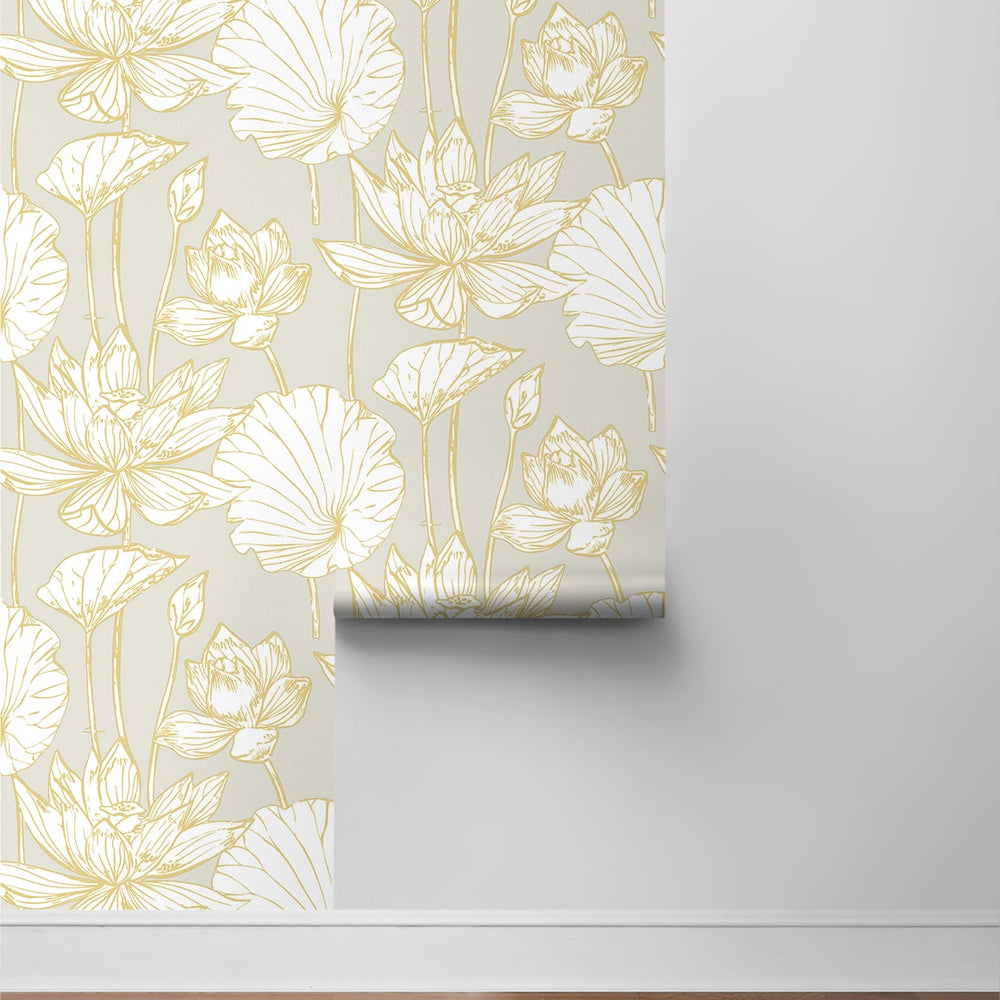 
                  
                    PR11308 lotus floral prepasted wallpaper roll from Seabrook Designs
                  
                