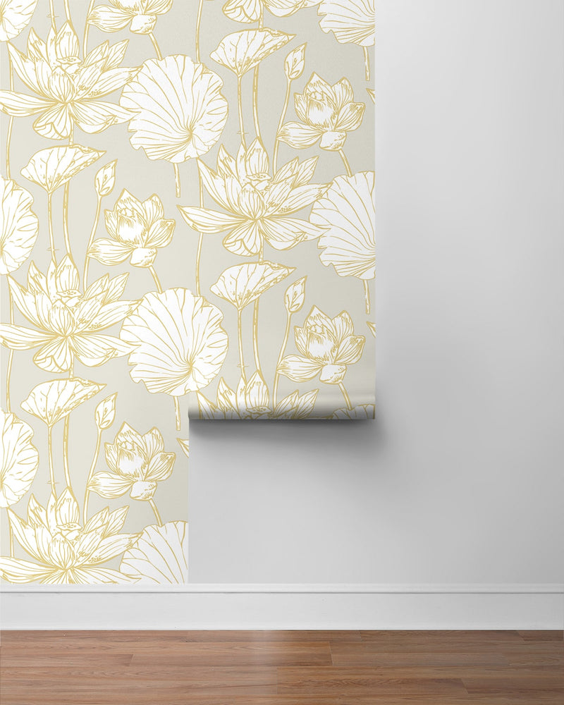 PR11308 lotus floral prepasted wallpaper roll from Seabrook Designs
