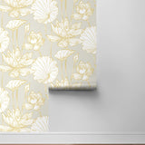 PR11308 lotus floral prepasted wallpaper roll from Seabrook Designs