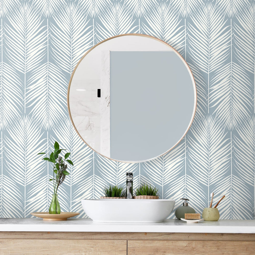 
                  
                    PR11402 palm leaf coastal prepasted wallpaper bathroom from Seabrook Designs
                  
                